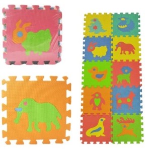 Tapete  Educativo  em  E.v.a Com 10 Placas  Animais 30 X 30 X 8,5 CM