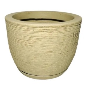 Vaso  Bojo  Redondo  Escovado  Com   Prato Bege Nº1