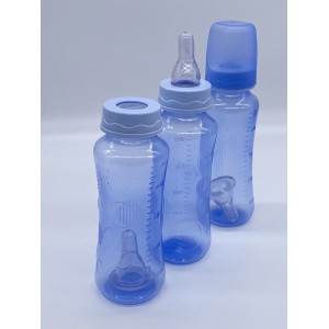 Mamadeira   Relevo  Color  Azul  240ML Bico  Pvc   Com  6 Unidades