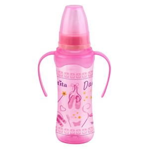 Mamadeira Cinturada Com Alça  Color Rosa 240 Bico PVC