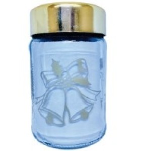 Pote Vidro  600Ml  Requnte  Dourado  Decorado