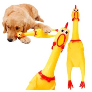 Mordedor  Para  Pet  Em  Plastico Frango  Grande 28 Cm