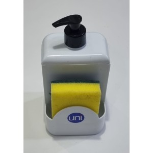 Dispenser  Porta  Detergente 570 Ml  Classic  Branco  Com  Esponja