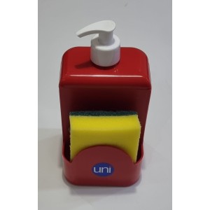 Dispenser  Porta  Detergente 570 Ml  Classic  Vermelho   Com  Esponja