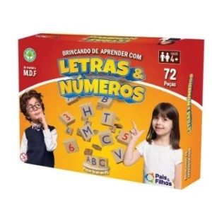 Brincando  De  Aprender  Com  Letras  e  Números 72 Peças - Madeira