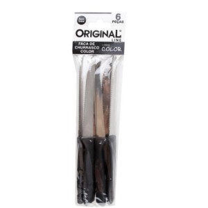 Faca  De Churrasco Color Com 6 Peças Bag Preto