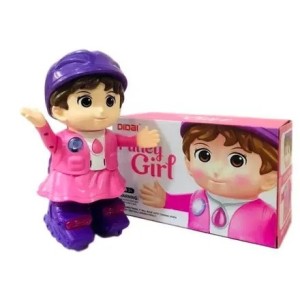 Boneca Patinadora Pulley Girl Com  Som  e  Luz  Colors  a  Pilha