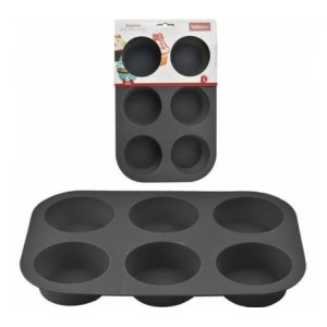 Forma  De  Silicone  Para  6 Cupcakes  Cinza