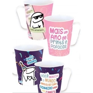 Caneca  Decorada  Aniversário  Flork 430ML