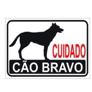 Placa Cuidado Cão Bravo 20 x 30 Cm