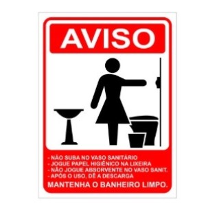 Placa Mantenha  Limpo Feminino 15 x 20 cm