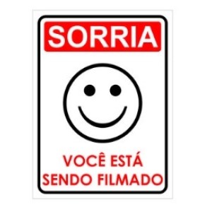Placa Sorria  Você  Esta  Sendo  Filmado (Vertical ) 15 X 20 cm