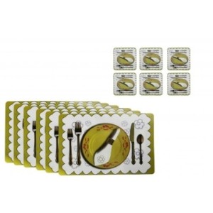 Jogo Americano  De  Plastico Com 6 Unidades  + 6 Porta Copos