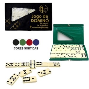 Jogo De Dominó Comum  28 Peças  9mm