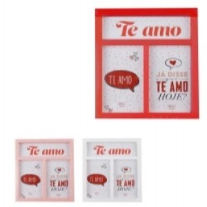 Porta Retrato Plastico Duplo  Te Amo 10 x 15 cm