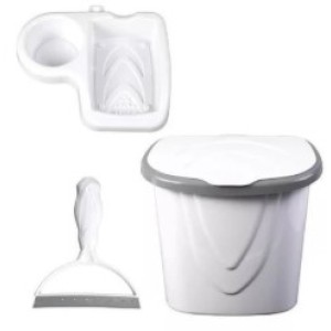 Kit Lixeira  Rodo e  Porta  Detergente  Branco