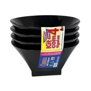 Kit  Tigela  Com 4 Peças  Preta