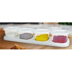 Kit Porta Tempero Com 4 Potes Branco