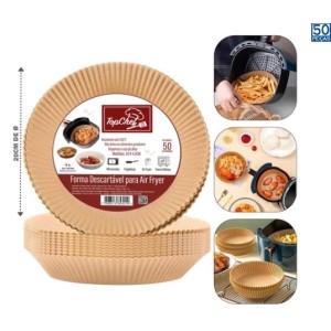 Forma Descartavél Para Air Fryer  19,5 Cm Com  50 Unidades