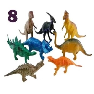 Kit  Dinossauros Plasticos Com 8 Unidades
