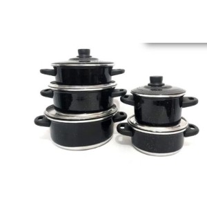 Jogo De Panela  Aluminio Com 5 Peças  Preta