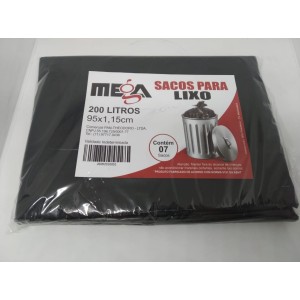 Saco Para Lixo Mega 200 Litros Com 7 Unidades