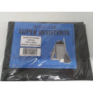 Saco Para Lixo Super Resistente 100 Litros Com 5 Unidades