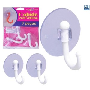 Cabide Com  Ventosa Com 3 Peças