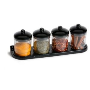 Porta Condimentos Com 4 Peças Preto
