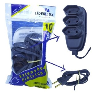 Extensão  Lider  Lux 10 Metros  Preta