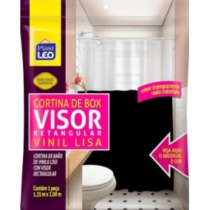 Cortina  De  Box Vinil  Retangular   Lisa  Preta