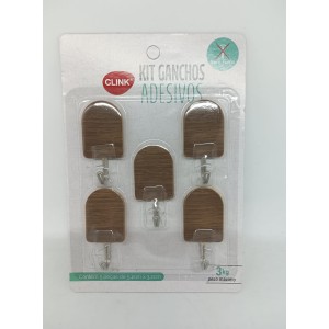 Gancho  Adesivo  5 Peças  Plastico  e Ferro