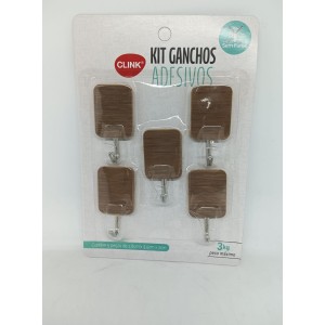 Gancho  Adesivo  Com 5 Peças Plastico