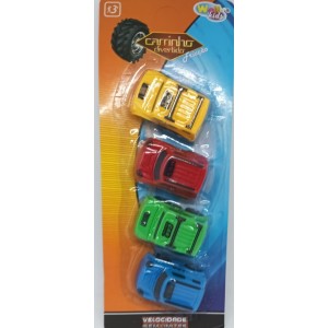 Carro  a  Fricção  04 Peças  Cartela  4 Wd