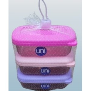 Kit  Com  3  Pote  380 Ml Retangular  Imperio  Kids