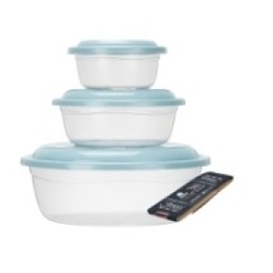 Conjunto 3 Potes  Redondo 240/500/1,5 Litros  Transparente  Com  Tampa Colorida  Plastificado