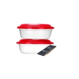 Conjunto 2 Potes  Redondo 1000 ML Transparente Com Tampa  Colorida  Plastificado