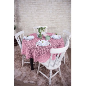 Toalha  De  Mesa 1,40 Redonda  Renda Rosa