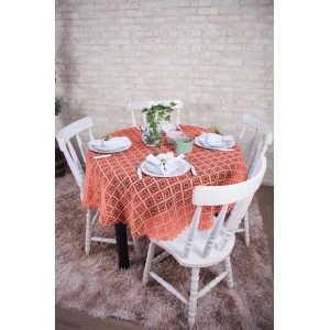 Toalha  De  Mesa 1,40 Redonda  Renda  Salmão