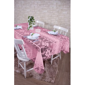 Toalha De  Mesa   Retangular  Renda  Rosa
