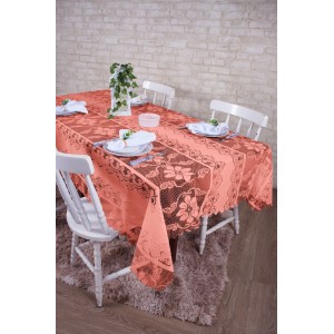 Toalha De  Mesa   Retangular  Renda  Salmão