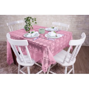 Toalha De  Mesa   Quadrada  Renda  Rosa
