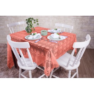 Toalha De  Mesa   Quadrada  Renda Salmão