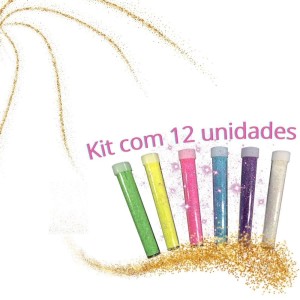 Glitter  Cores Neon Com  12 Unidades