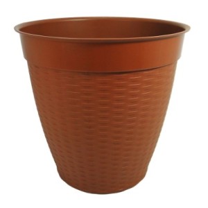 Vaso  Redondo Estilo Vime Com  Borda  Reta  Ceramico - 14,5 Litros