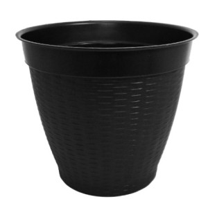 Vaso  Redondo Estilo Vime Com  Borda  Reta Preto 30 Litros