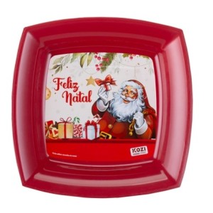 Prato  Lanche  Natal  Vermelho  e  Branco
