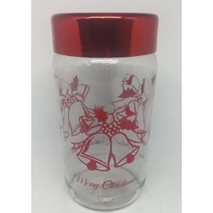 Pote   Vidro 750 Ml  Requinte Vermelho  Decorado