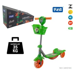 Patinete  Infantil Com 3 Rodas Cesta  Luz e Som  Allien