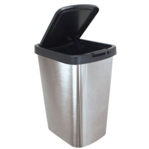 Lixeira  9 Litros  Com  Click  Label  Inox